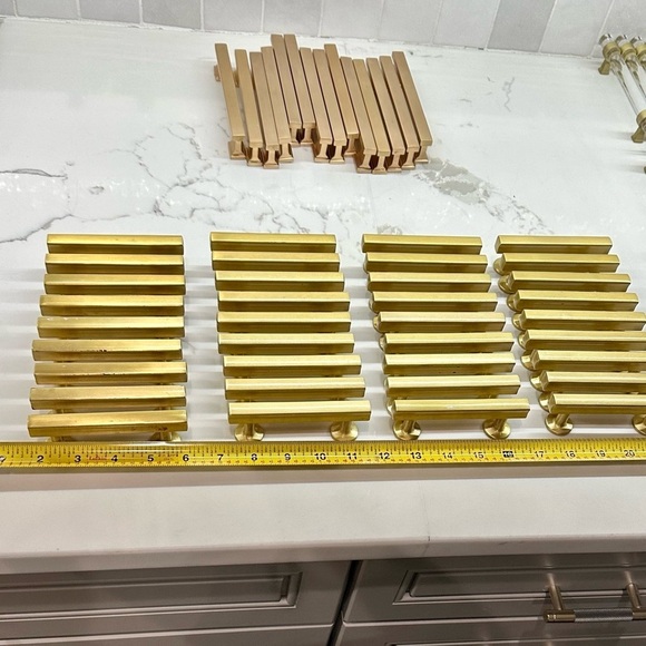 6 - Pack Solid Brass Cabinet Pulls 3” Hole Center (in Brush Gold Finish) - Picture 9 of 12